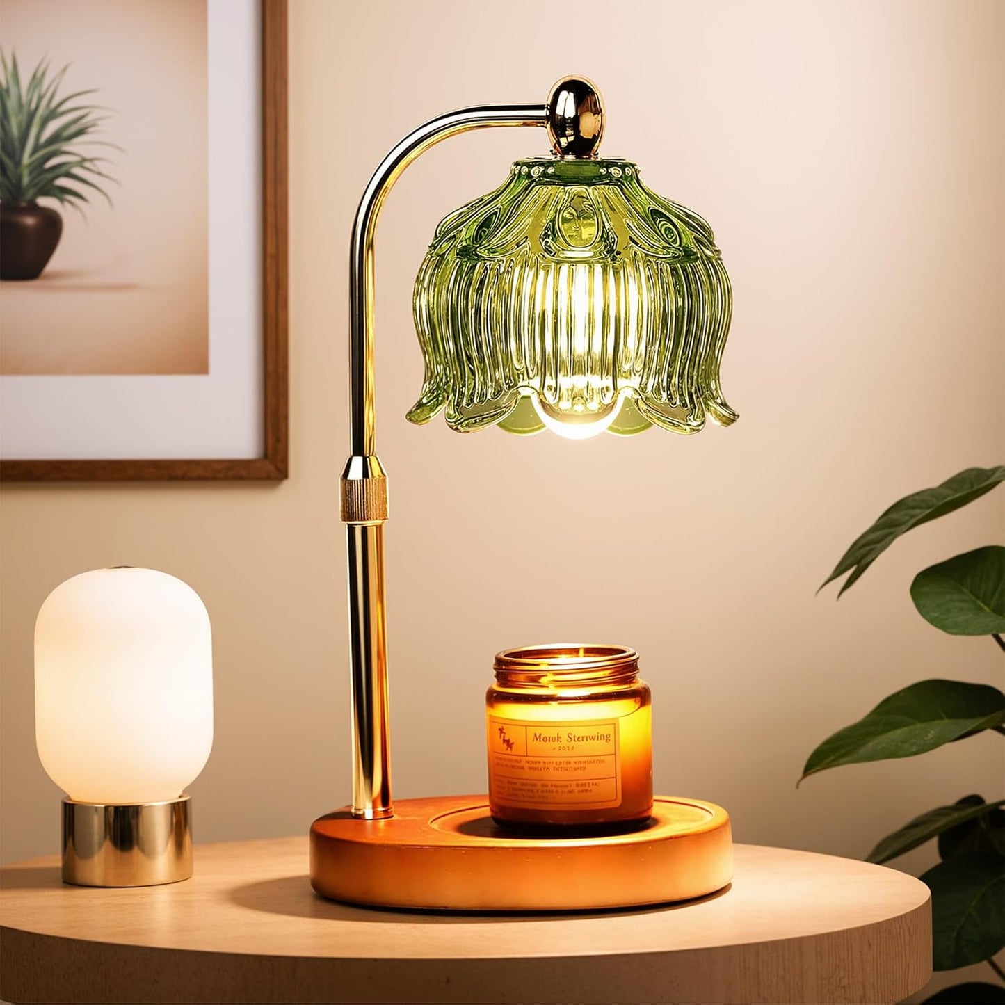 Fragrance Candle Warmer Lamp with 2 Bulbs Electric Candle Warmer with Timer & Dimmer for Home Decor
