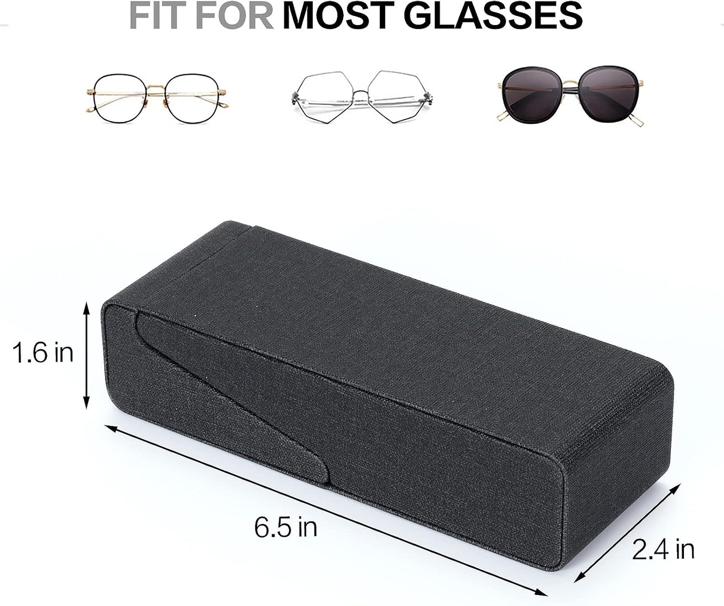 Vemiss Flip-top Glasses Case, Hard Shell Eyeglass Cases & Phone Stand | Unfolds As Phone/Pen Holder. For Desk, Nightstand, Vintage PU Leather, Eye Glass Case for Men Women