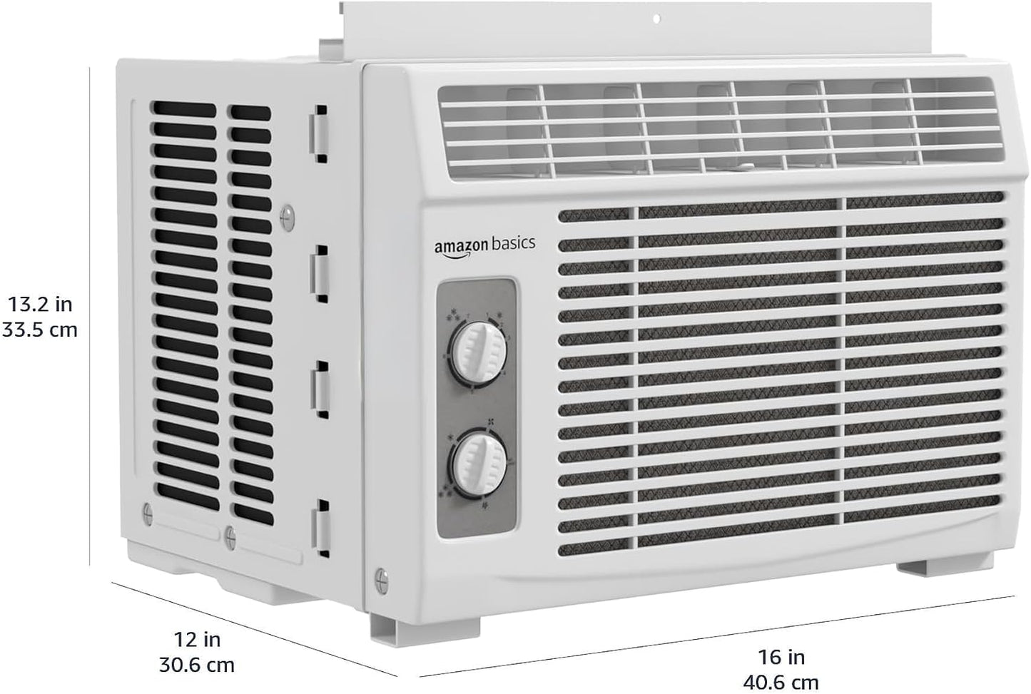 Amazon Basics 5000-BTU Window Air Conditioner with Quiet Operation, Up to 150 Sqf, Cool and Fan Functions, Washable Filter, Adjustable Window Kit, Intuitive Mechanical Controls, for Small Room, White