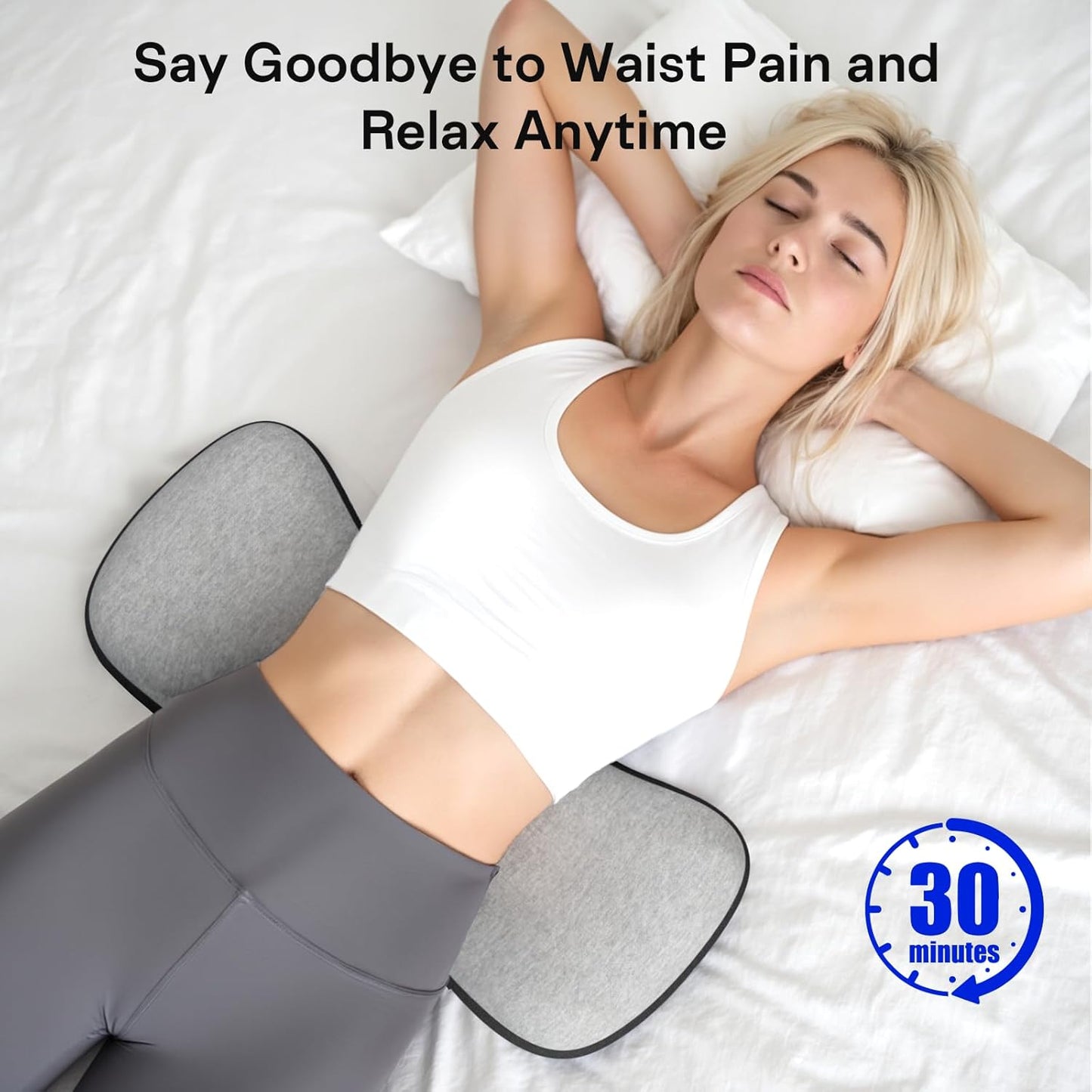 Lumbar Support Pillow for Bed, Lower Back Pillow for Sleeping, Memory Foam Waist Pain Relief Pillows, Lumbar Pillow for Sleeping, Bed, Car, Couch (Grey Black)