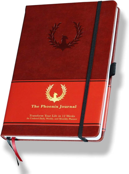 The Phoenix Journal - Quarterly Goal Planner, Daily Planner Journal & Organizer for Goal Setting, Productivity & Focus - Undated 12 Week Planner, Weekly & Monthly Planning, Habit Tracking - Hardcover - Black