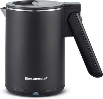 Elite Gourmet 1.7L Dual-Wall Cool-Touch Tea Kettle, Touchscreen, Black