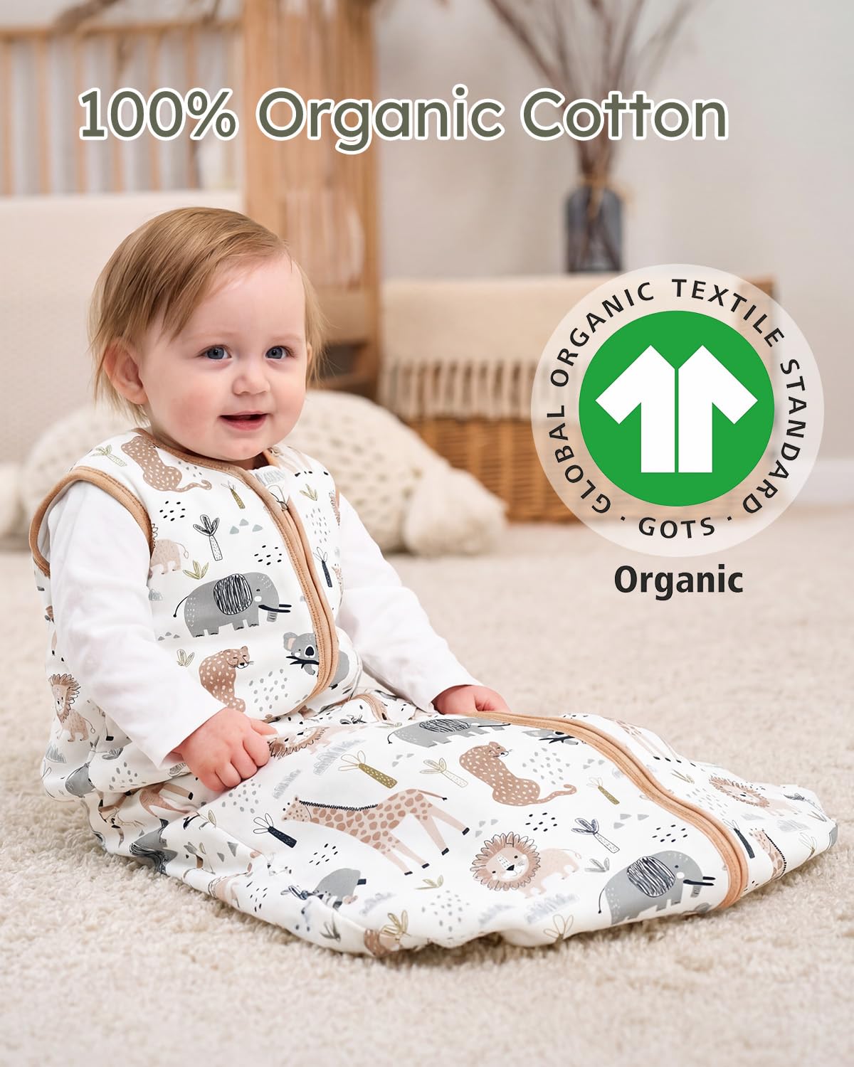 Yoofoss Baby Sleep Sack 0-6 Months Wearable Blanket for Babies 100% Organic Cotton 2-Way Zipper TOG 0.5 Toddler Sleeping Sack 3 Pack, Sleep Sacks