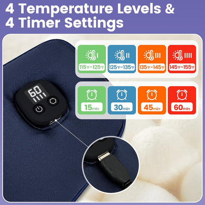 Heated Eye Mask for Dry Eyes, Cordless Warm Eye Compress with 4 Heat & time Levels, Eye Heating pad for Blepharitis, Styes, Travel, Improved Sleep, Gift (Navy Blue)