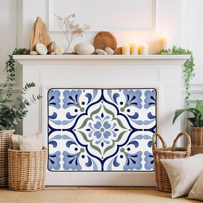 Magnetic Fireplace Cover Bird Branches Fireplace Screen Decorative Green Leaves Frame Insulation Fireplace Blocker Blanket Save Energy Fireplace Draft Stopper Covers for Living Room 45x34 Inch