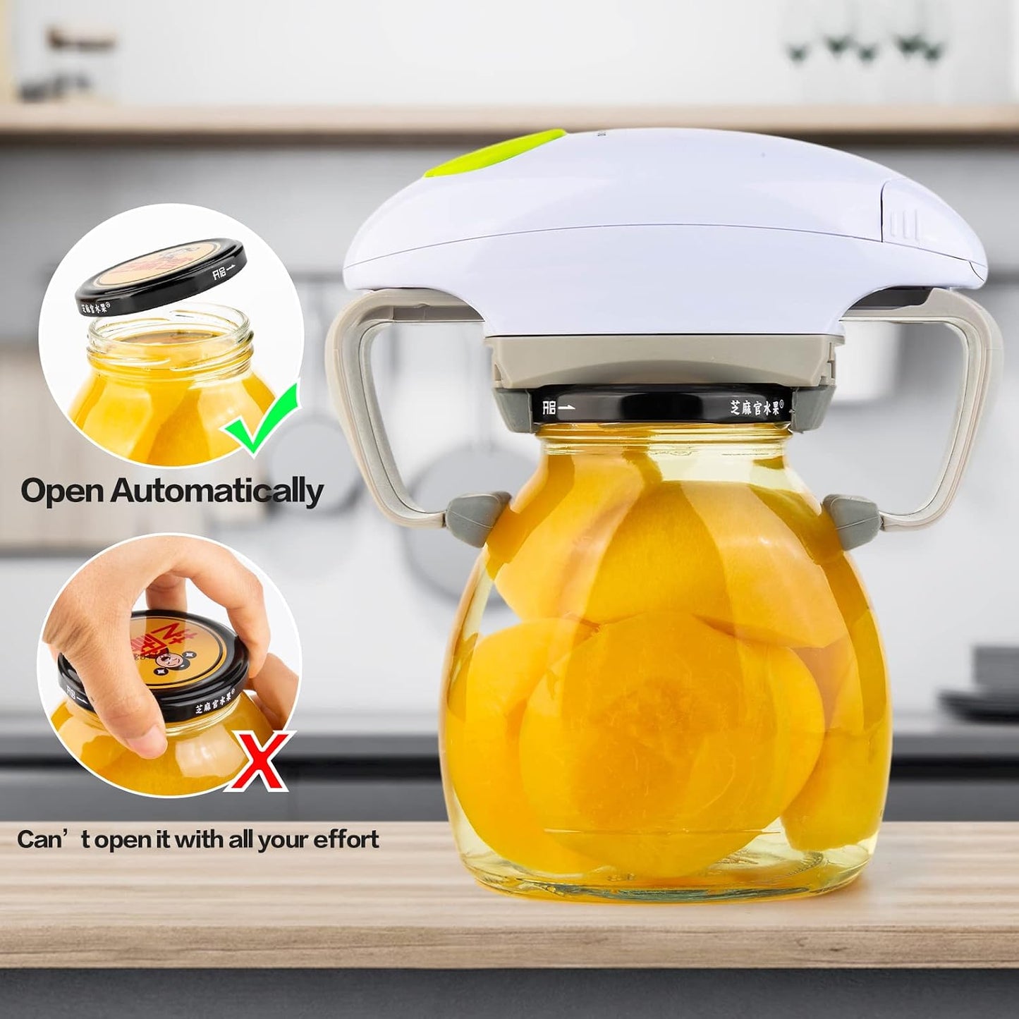 Electric Jar Opener, Automatic Jar Opener Kitchen Gadget,The Hands Free Bottle Opener for Woman,Seniors with Arthritiss,Weak Hands with Less Effort to Open