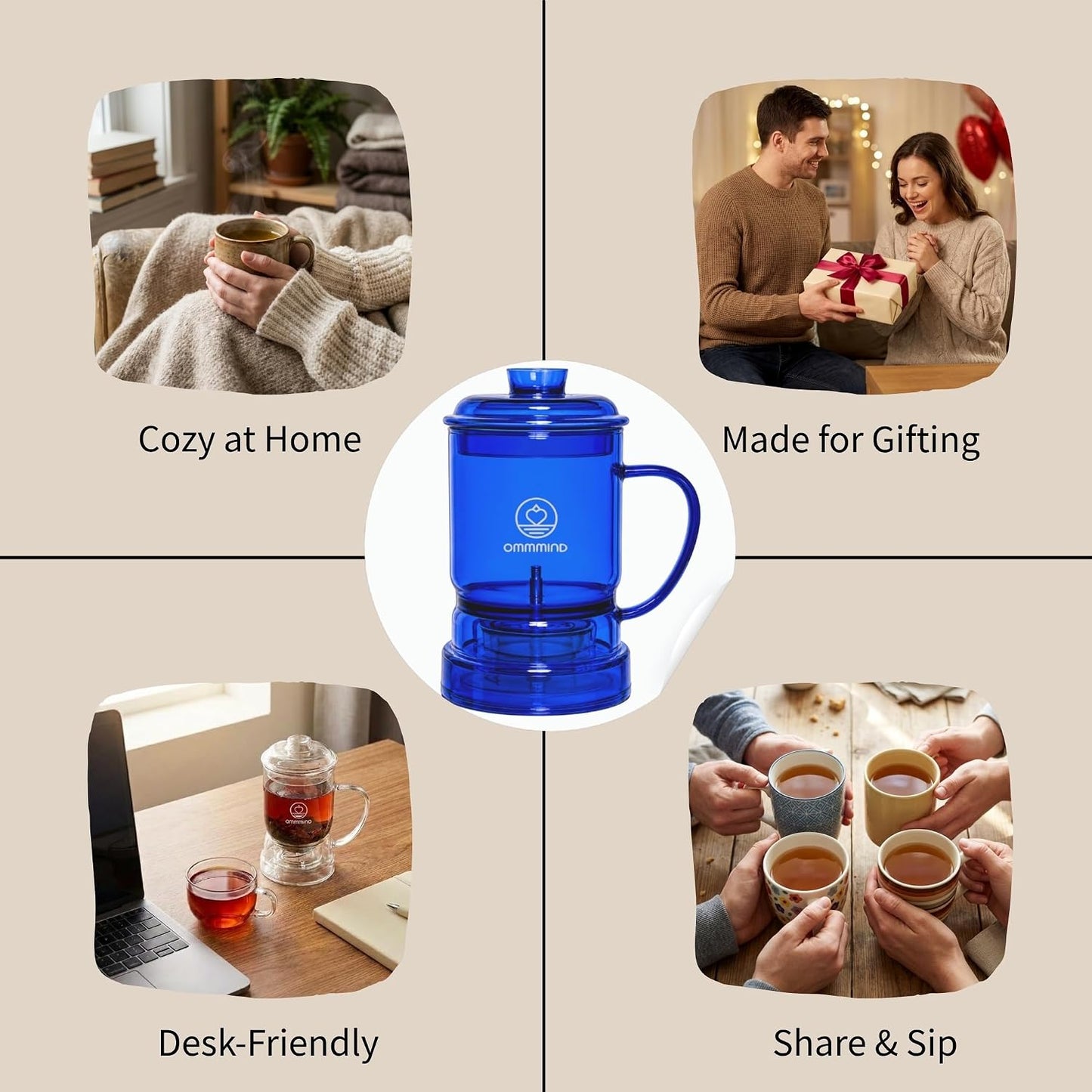 Glass Tea Infuser, Easy Drain for Loose Leaf, 15.2 oz, Black | Fits rims under 3.15 in; set on mug to drain, lift to stop, helps limit bitterness. Dishwasher safe; tea bags, herbs, coffee