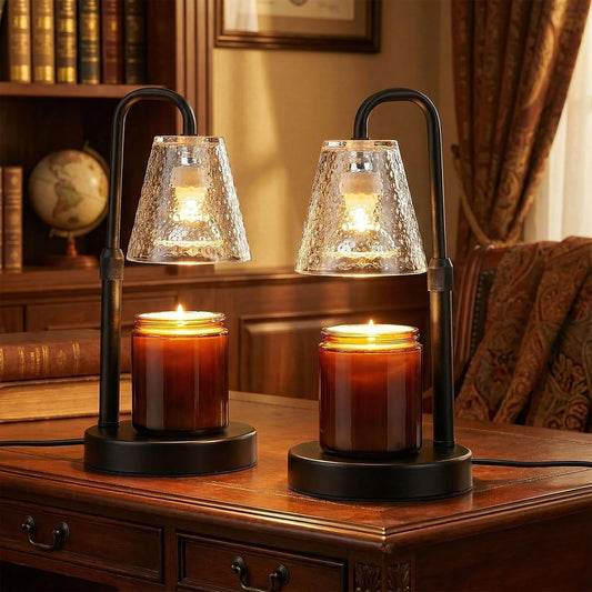 Glimra 2 Pack Candle Warmer Lamp with Timer,Dimmable,Adjustable Height