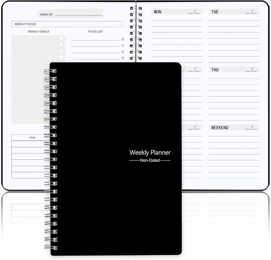 Undated Weekly Planner With Habit Tracker & To Do List 5.7 x 8.0 inch | Avoid Unfocused Busywork,Productivity Organizer,No-Bleed Thick Pages,Portable Size,Lay-Flat Spiral for Hands Free