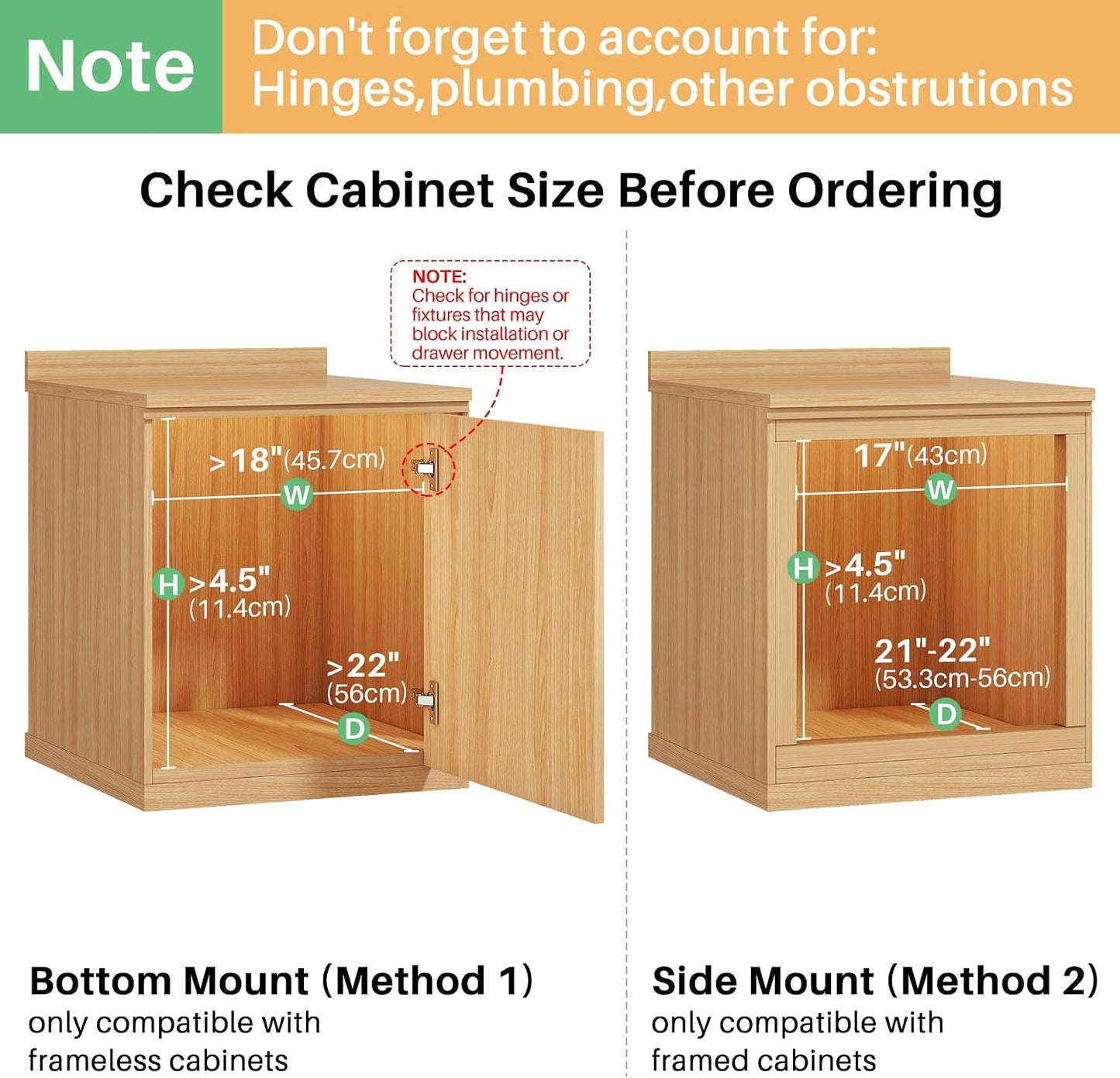 Pull Out Cabinet Organizer, Soft Close Wooden Slide Out Drawers for Pots and Pans, Full-extension Roll Out Shelves for Kitchen Cabinets, Pantry Organization, Bottom & Side Mount(15"W X 21"D x 3.4''H)