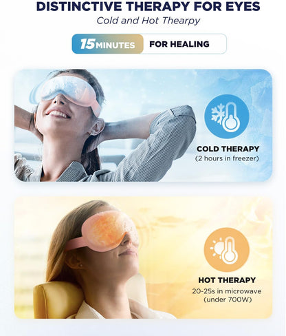 3D Cooling Gel Eye Mask - Reusable Cold Sleep Mask, Eyes Ice Pack with Hot & Cold Compress Therapy for Puffiness, Dark Circles, Dry Eyes, Headaches and Stress Relief (Black,1 Pack)