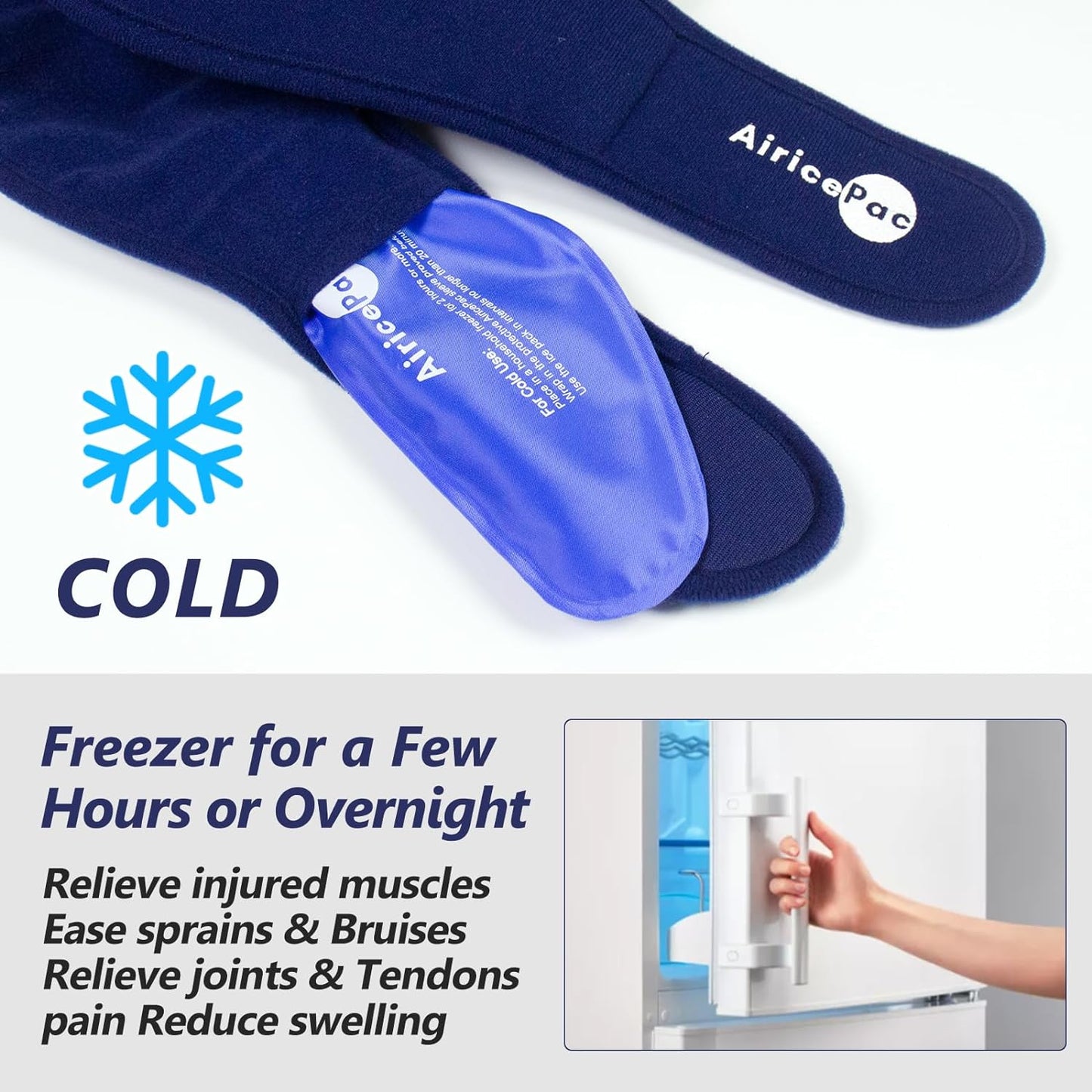 AiricePac Elbow Ice Pack Wrap, Tennis Golfers Sleeve For Arm and Calf Injuries Reusable, Cold Compression for Pain Relief