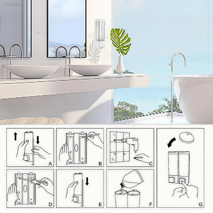 10oz/300ml Single Manual Wall Mounted Soap Dispenser, Black | Bathroom Shampoo and Conditioner Dispenser, Clear Plastic Refillable Liquid Lotion Pump Dispenser and Organizer