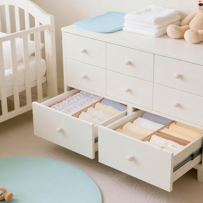 Drawer Organizer Clothes, 10 Pack Dresser Organizer for Baby Clothes, Underwear, Sock- Foldable Closet Organization and Storage Dividers Bins for Nursery, Bedroom (Beige)