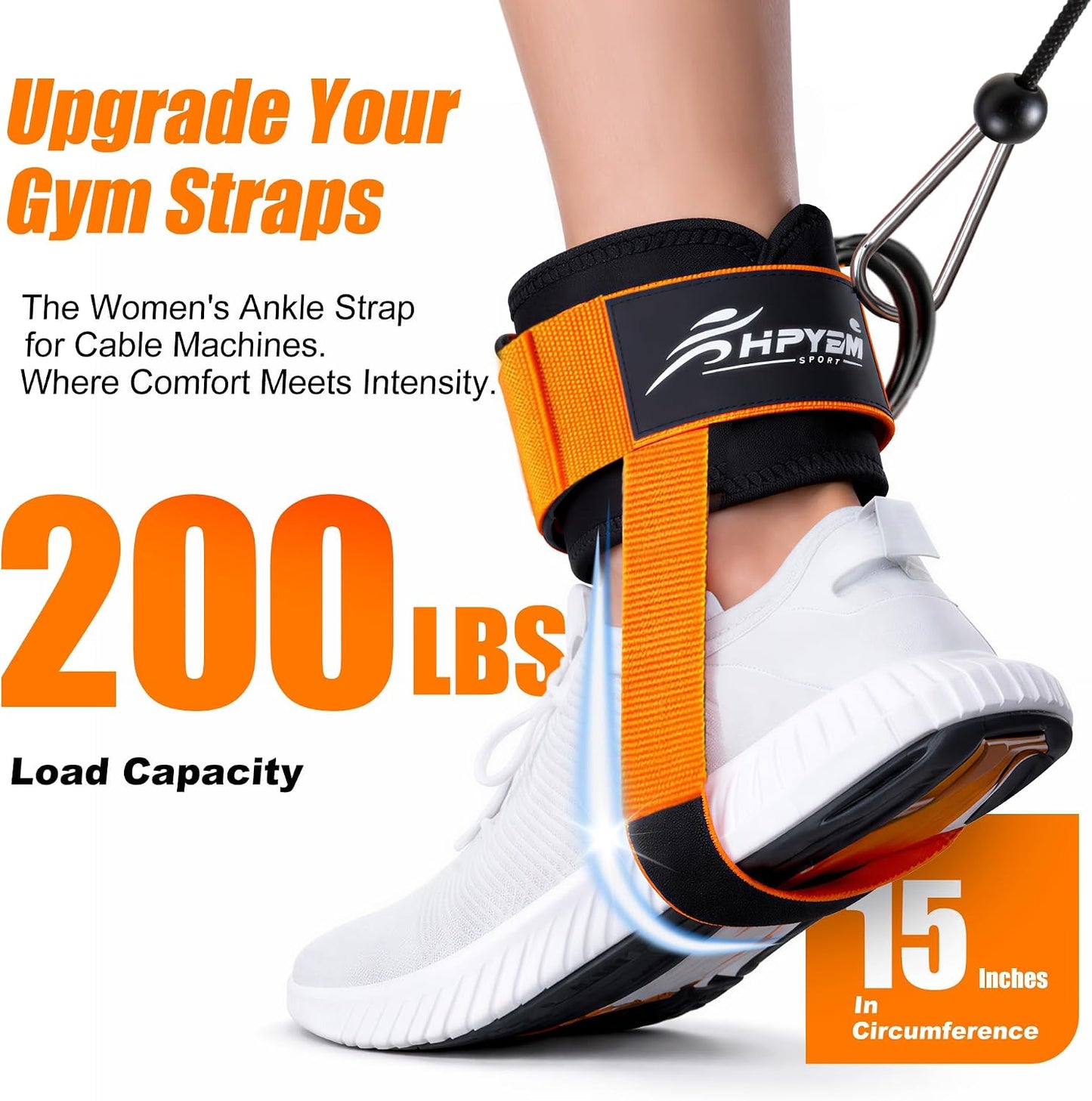 HPYGN Ankle Strap for Cable Machine, Padded Ankle Straps for Cable Machine Kickbacks, Glute Workouts, Leg Extensions, Curls, Booty Hip Abductors Exercise, Adjustable Comfort Ankle Cuff for Gym