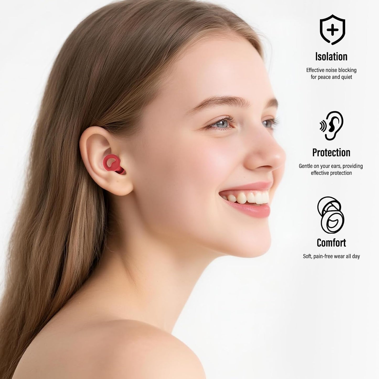 Ear Plugs for Sleeping Noise Cancelling, Reusable 35-46dB Noise Reduction Earplugs with 7 Silicone Ear Tips & Carry Case, Comfortable Hearing Protection for Sleep, Work, Study, Travel & Concerts White