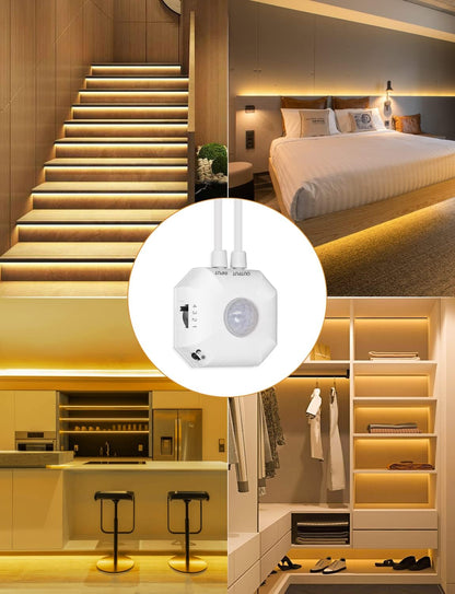 Daymeet Motion Sensor LED Strip Lights, 16.4ft RGB Motion Activated Under Bed Lights with Automatic Shut Off Timer App Control Cabinet Night Light Closet Lights for Hallway, Kitchen,Bedroom