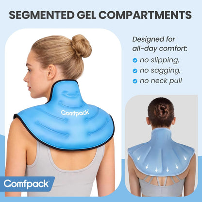 Comfpack Ice Pack for Neck and Shoulder Pain Relief, Large Neck Ice Pack Wrap with Ultra-Soft Plush Lining, Reusable Cold Compress Therapy for Cervical Injuries, Surgery, Post-Workout Recovery Gifts