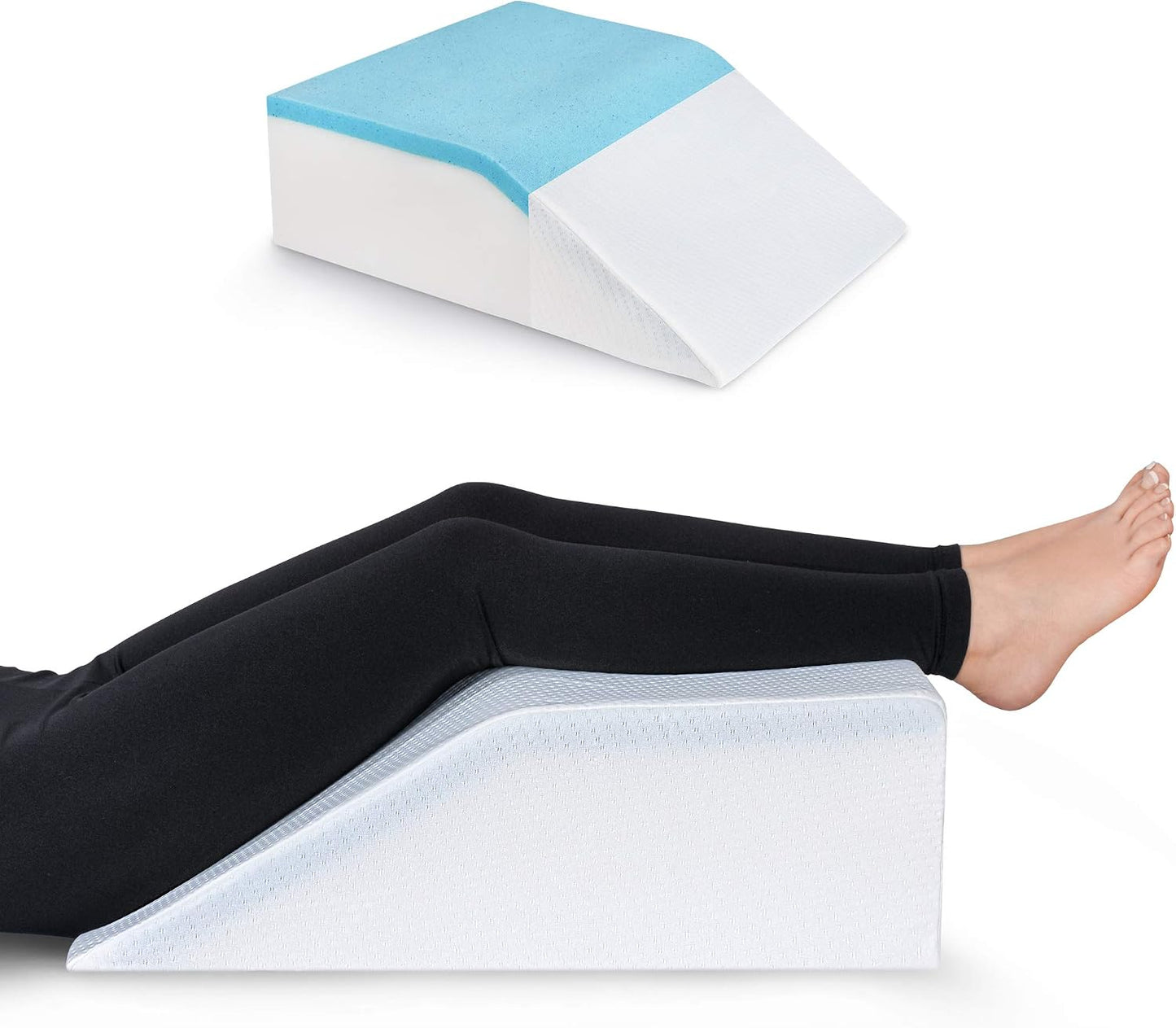 Ebung Memory Foam Leg Elevation Pillow - Support Pillow to Raise Feet for Better Elevation, Circulation, Leg Swelling Wedge Design for Comfort and Recovery