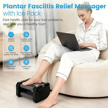 Plantar Fasciitis Relief Massager with Ice Roller, Foot Massager Use Cold Therapy & Reflexology Design for Circulation and Instant Neuropathy Pain Relief, Reduce Foot Swelling for Daily Foot Health
