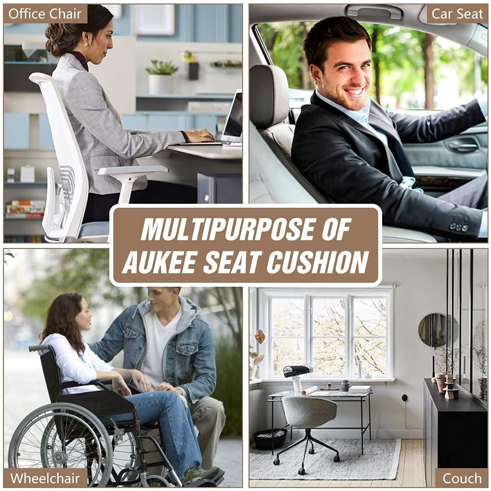 Car Seat Cushion Pad 1.2" Thick Comfort Seat Protector for Car Driver Seat Office Chair Home Use Memory Foam Seat Cushion with Non Slip Bottom, 20'' x 18.5'', Black