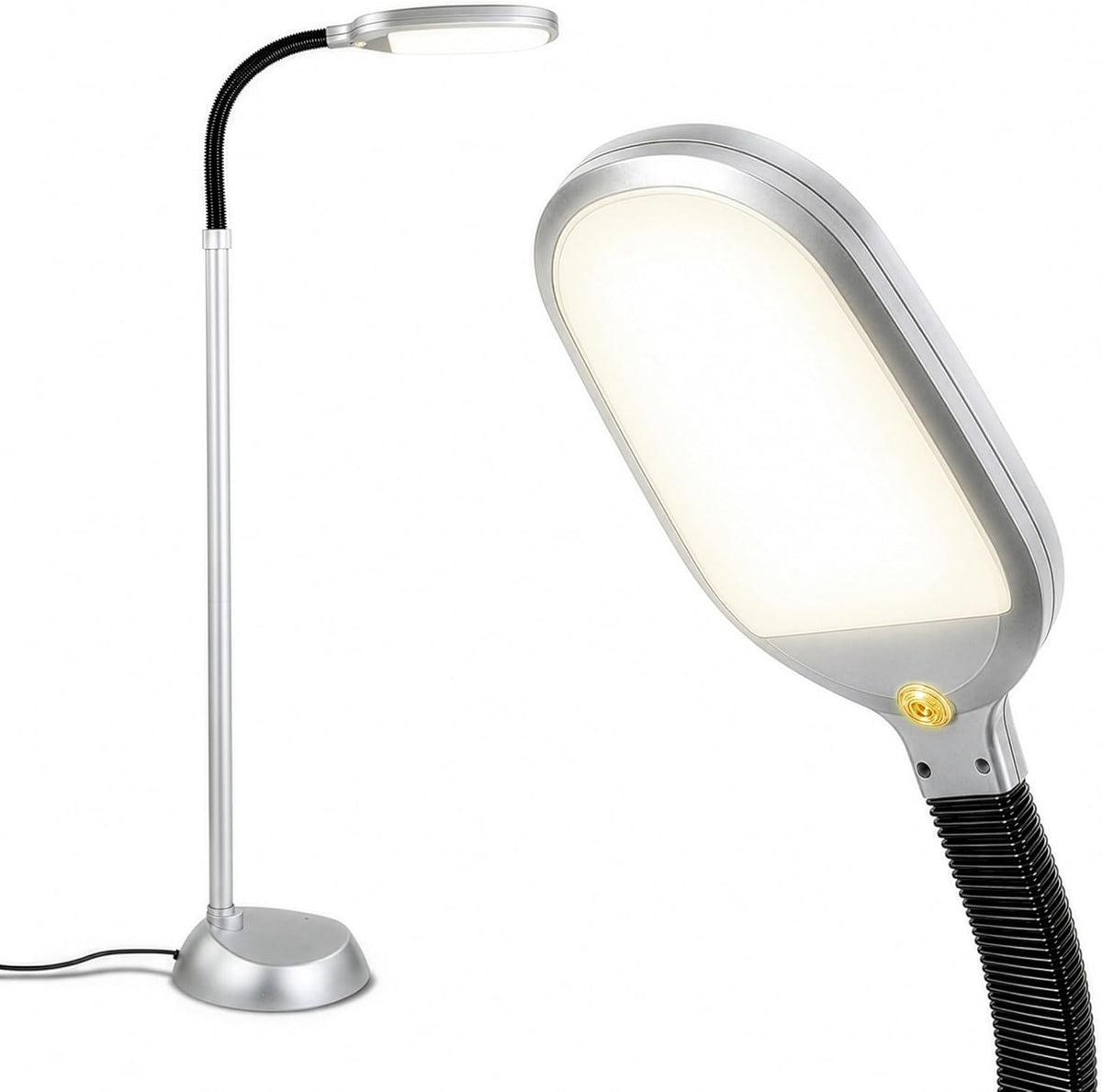 Brightech Litespan - Bright LED Floor Reading Lamp for Over Chair Crafts and Reading, Esthetician Light for Lash Extensions, Gooseneck Adjustable Standing Lamp for Living Room, Bedroom, Office - Black