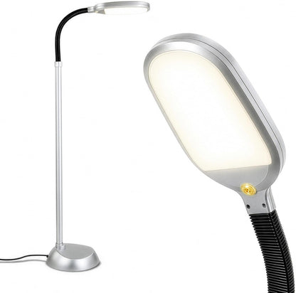 Brightech Litespan - Bright LED Floor Reading Lamp for Over Chair Crafts and Reading, Esthetician Light for Lash Extensions, Gooseneck Adjustable Standing Lamp for Living Room, Bedroom, Office - Black