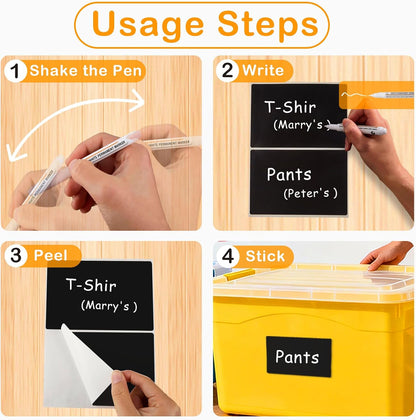 4x6 Inch Removable Storage Bin Labels, 100 Pcs (50 Sheets) Labels for Storage Bins with 1 Marker, Water Oil Tear Resistant No Residue Matte White Labels for Home Office School Business Storage Bins