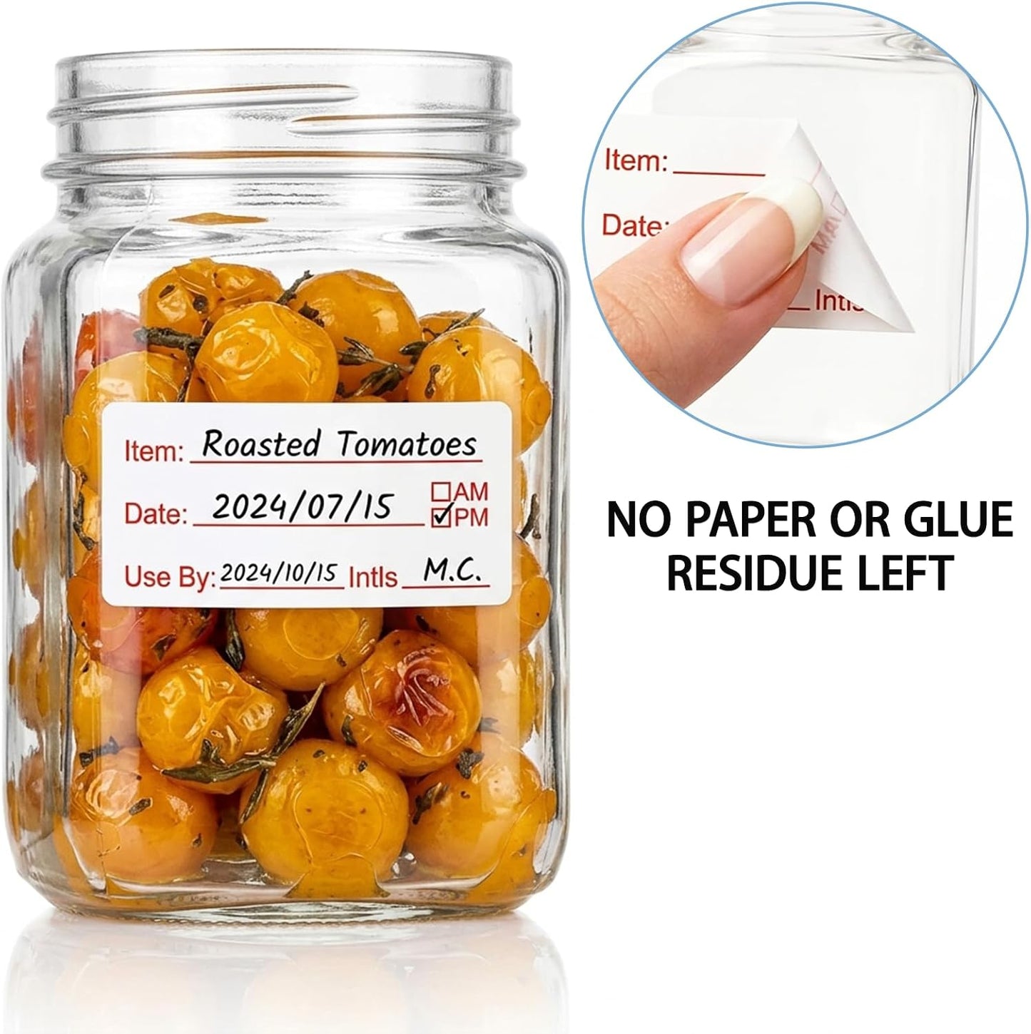 1200Pcs Removable Freezer Labels, 1 x 2 Inch Food Labels for Containers, Water Resistant Refrigerator Food Storage Date Stickers, No Residue Write-on Mason Jar Canning Labels for Kitchen Meal Prep