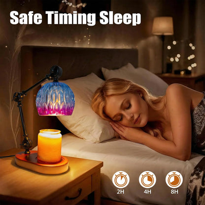 Candle Warmer Lamp, Dimmable Wax Melting Warmer with Adjustable Height, Bedroom Living Room Home Decor, Birthday Relaxation Gifts for Women (Green, Wave)