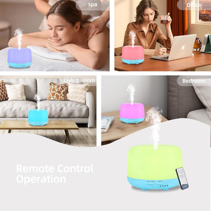 300ML Remote Control Air Diffusers for Essential Oil, Aroma Ultrasonic Scent Diffuser, Aromatherapy Humidfier Diffuser, 7 Color Changing LED Light, Auto-Off, Timer for Home, Room, Office, Kids