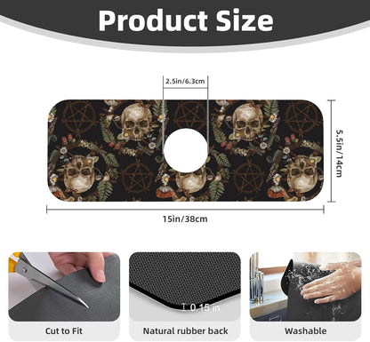 Wildflowers Floral Flower Kitchen Sink Splash Guard Faucet Mat Super Absorbent Fast Drying Mat Sink Gadgets-Fast Drying Pad Sink Mat For Kitchen Bathroom (15" X 5.5" )