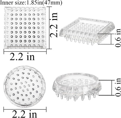 Coloch 24 Pack Carpet Protectors Spiked Caster Cups, Plastic Furniture Caster Cups Clear Round and Square Spiked Furniture Cups for Chair, Table, Sofa, Bed, Furniture