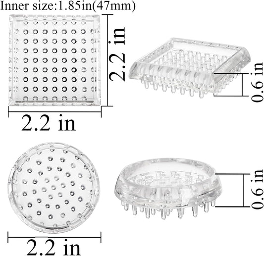 Coloch 24 Pack Carpet Protectors Spiked Caster Cups, Plastic Furniture Caster Cups Clear Round and Square Spiked Furniture Cups for Chair, Table, Sofa, Bed, Furniture