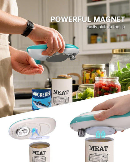 CIRCLE JOY Electric Can Opener, One-Touch Automatic Can Opening with Smooth Edges, Food Safety Handheld Battery-Operated Can Opener for Kitchen and Seniors, Blue