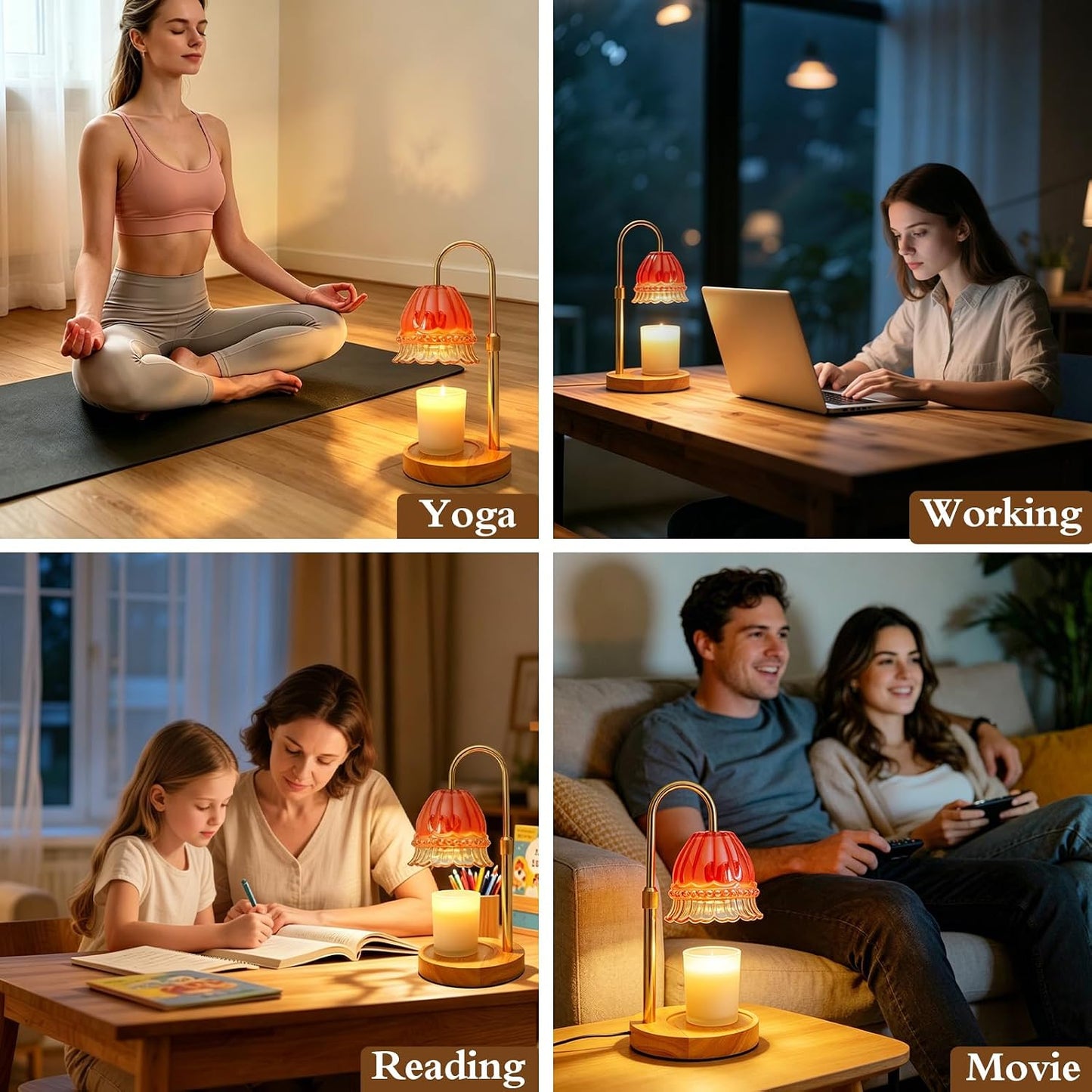 Candle Warmer Lamp with Timer,Birthday Gifts for Women Home Decor | Timer Dimmable,Height Adjustable,Glass Lampshade,Holiday Gift,Includes 2 Bulbs