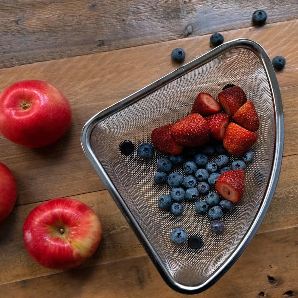 Better Houseware Triangular Kitchen Sink Drain Basket for Food, Sink Food Catcher Basket for Washing Vegetables & Fruits Corner Sink Strainer