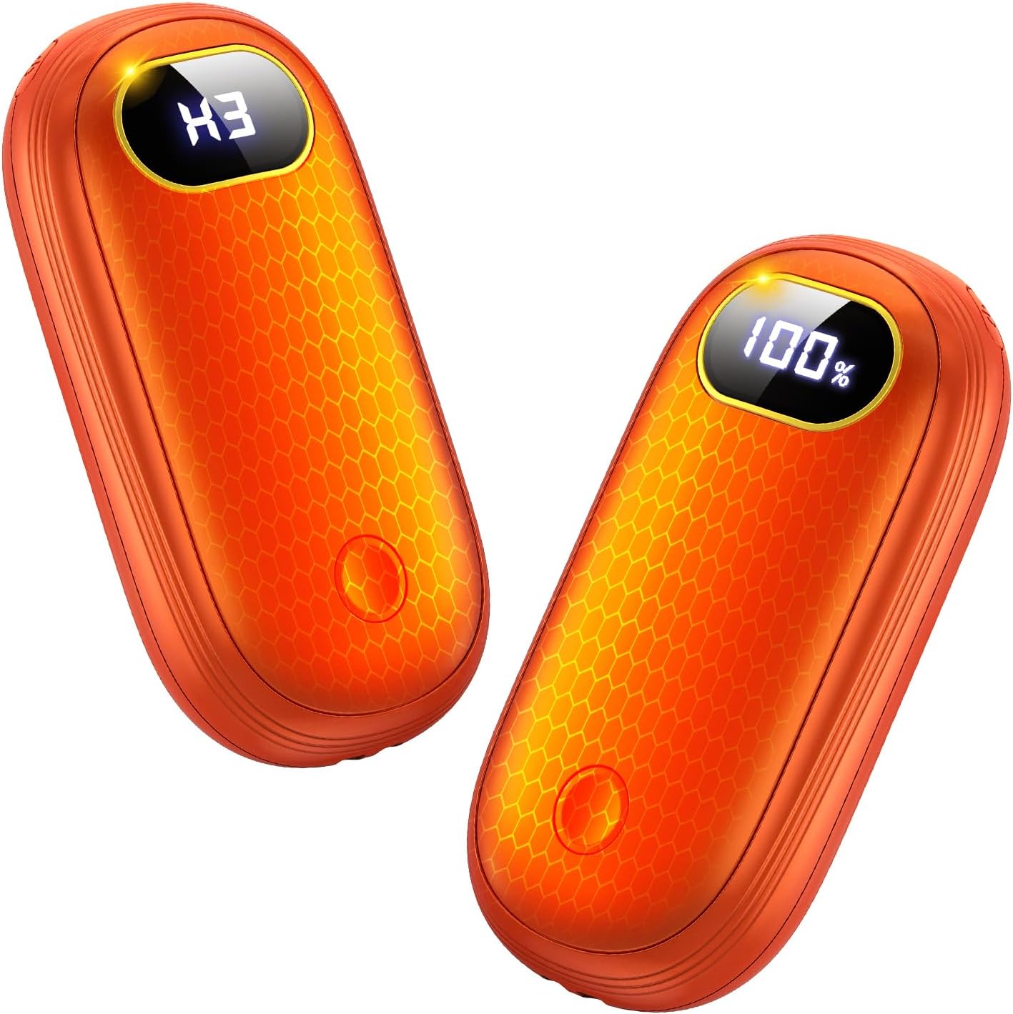Electric Hand Warmers Rechargeable with Flashlight, LED Display, 17Hrs Warmth, Dual-Side 4 Levels Fast Heating Portable Pocket Heater for Hunting, Camping, Golf, Outdoor, Gifts for Women/Men