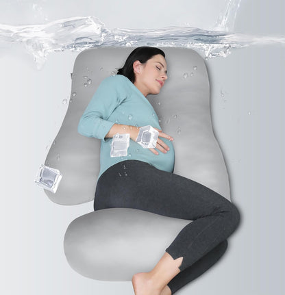 MOON PARK Pregnancy Pillows for Sleeping - 57 Inch U Shaped Full Body Maternity Pillow with Removable Cover - Support for Back, Legs, Belly, Hips - Pregnancy Pillow for Women - Grey