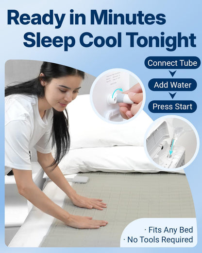 SAITRIO Cooling Mattress Pad, Active Hydro-Powered Bed Cooling System for Night Sweats, Menopause & Hot Sleepers - Ultra-Thin Mattress Topper, Quiet & Clean, Single/Twin Size (28"×63" Pad)