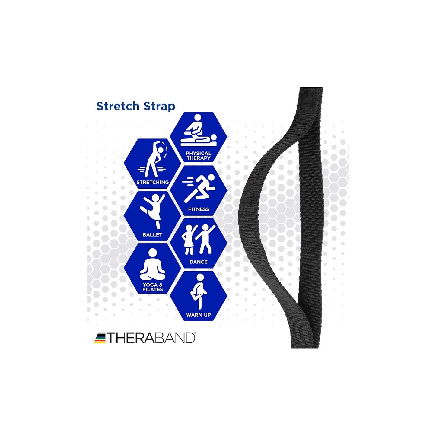 THERABAND Stretch Strap with Loops to Increase Flexibility, Dynamic Stretching Tool for Athletes Including Dancers, Cheerleaders, Gymnasts, Runners, Pilates and Yoga Elastic Stretch Out Band