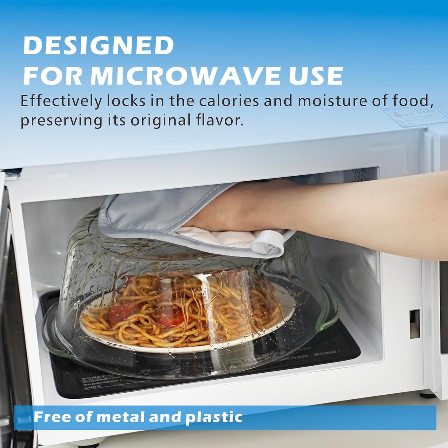 Glass Microwave Splatter Cover for Food, 10in Food Grade Splatter Guard Lid | No Plastic, BPA Free, 3.9in Tall for Bowl Covers, Easy Grip Silicone Knob, Serving Dish Cover, Dual Vents, Dishwasher Safe
