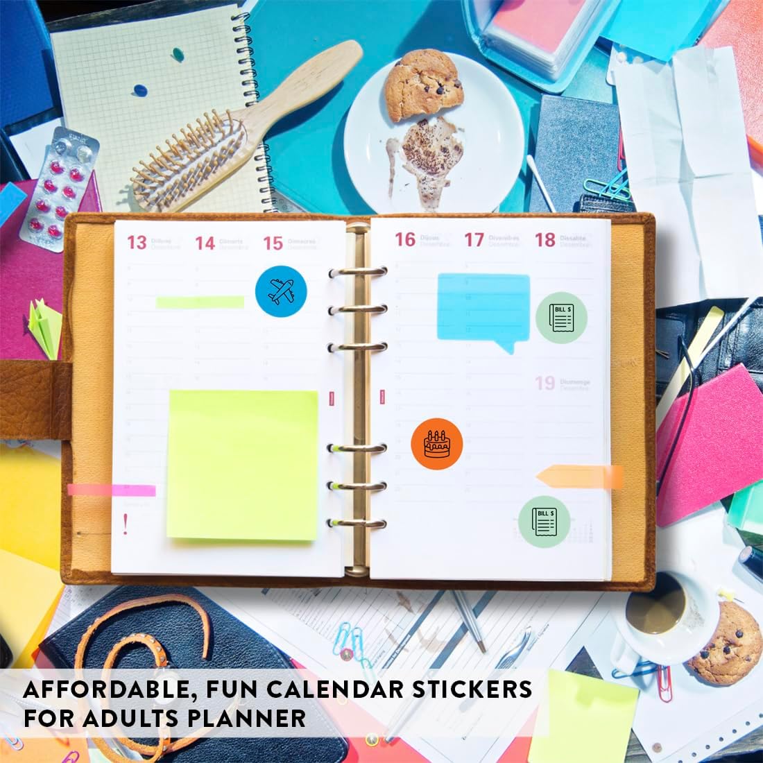 Andaz Press Colorful 7 Days of Week Stickers, Day Week Calendar Stickers for Adults Planner Day Dots Food Labels for Food Containers Date Calendar Planner Stickers Week Day Sticker Labels, 480-Pack