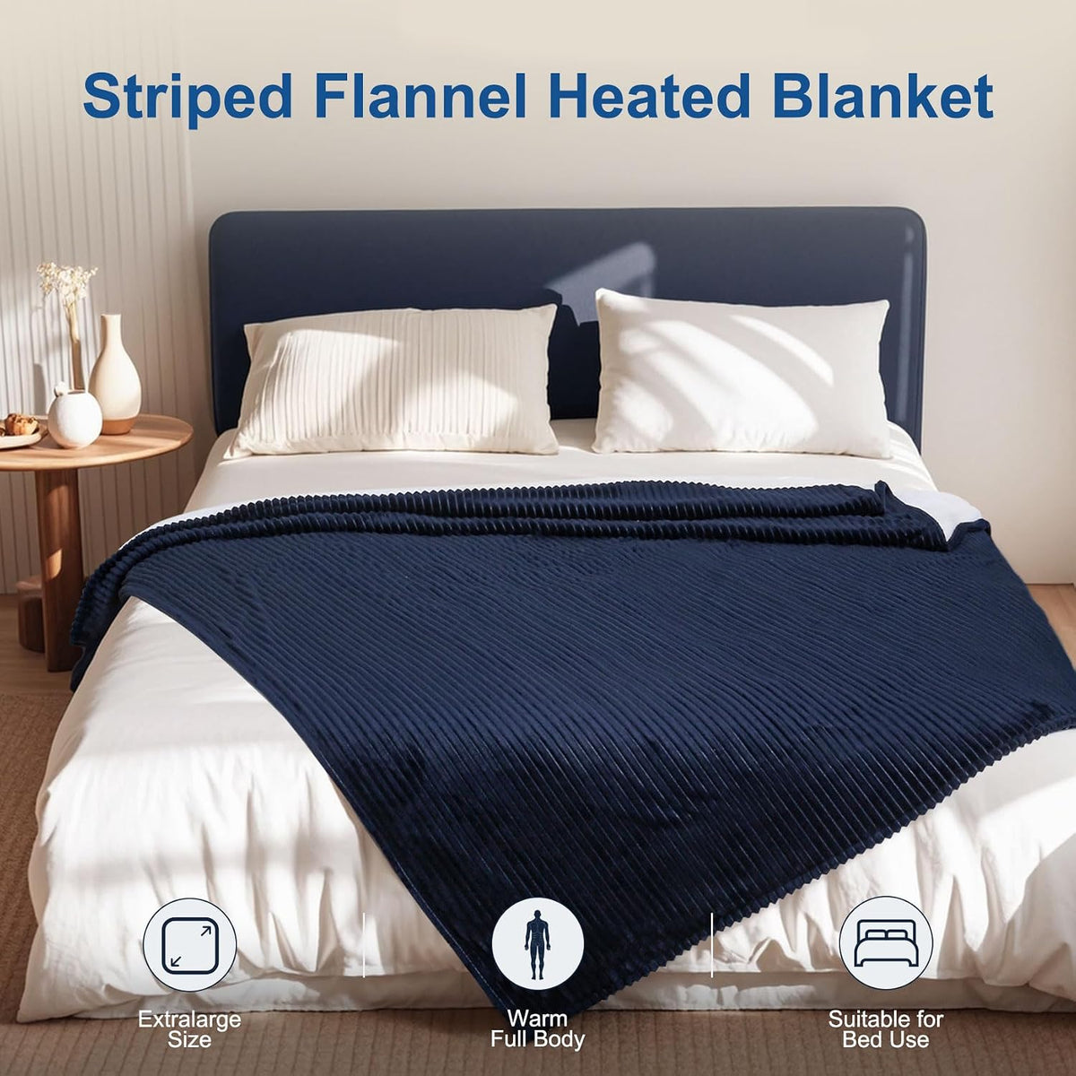 Tefici Heated Blanket Throw,Ultra Soft 2-Layer Flannel Electric Blanket