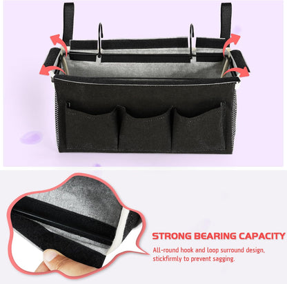 Bedside Caddy, Bedside Storage Bag Hanging Organizer for Bunk Dorm Bed Rail | Bed Caddy with Hooks, Top Bunks and Dorm Essentials for Water, Tissues, Tablets, Books, Phones, Remotes and Other Necessories