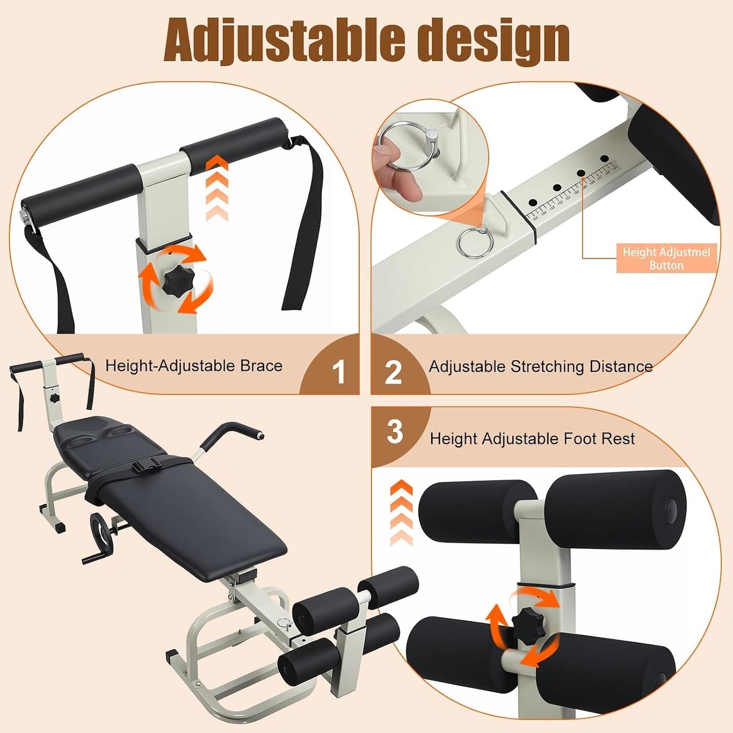 Full Body Traction Table, Portable Spinal Decompression Bed | Stretching Device for Neck, Shoulders, Waist & Legs, Adjustable Cervical, Back Stretcher Equipment for Home, Gym, Office