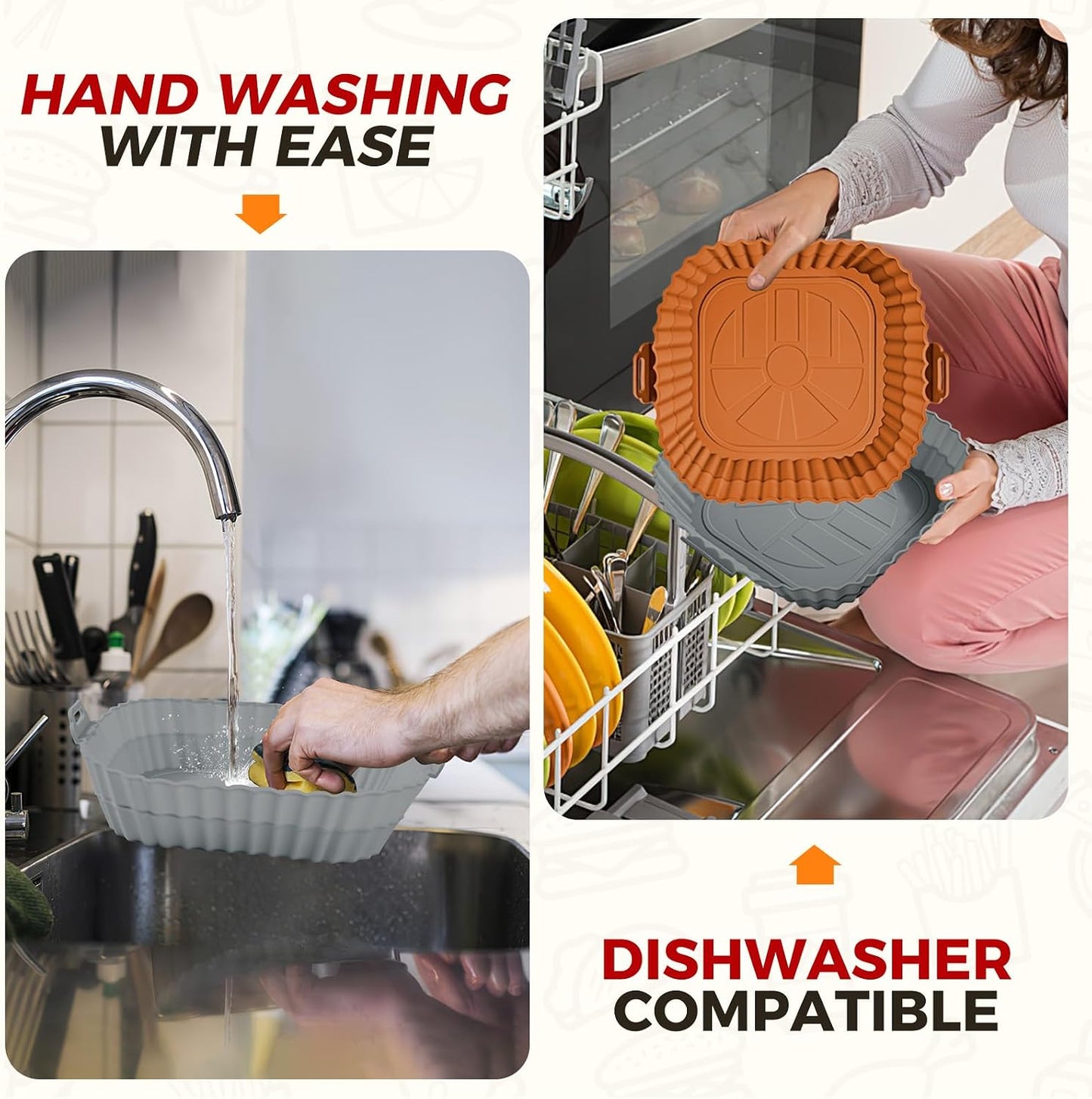 3 Pack Air Fryer Silicone Liners 8inch Air Fryer Silicone Pot Reusable Food Grade Silicone Airfryer Liners Baking Basket Accessories Replacement of Flammable Disposable Parchment Paper