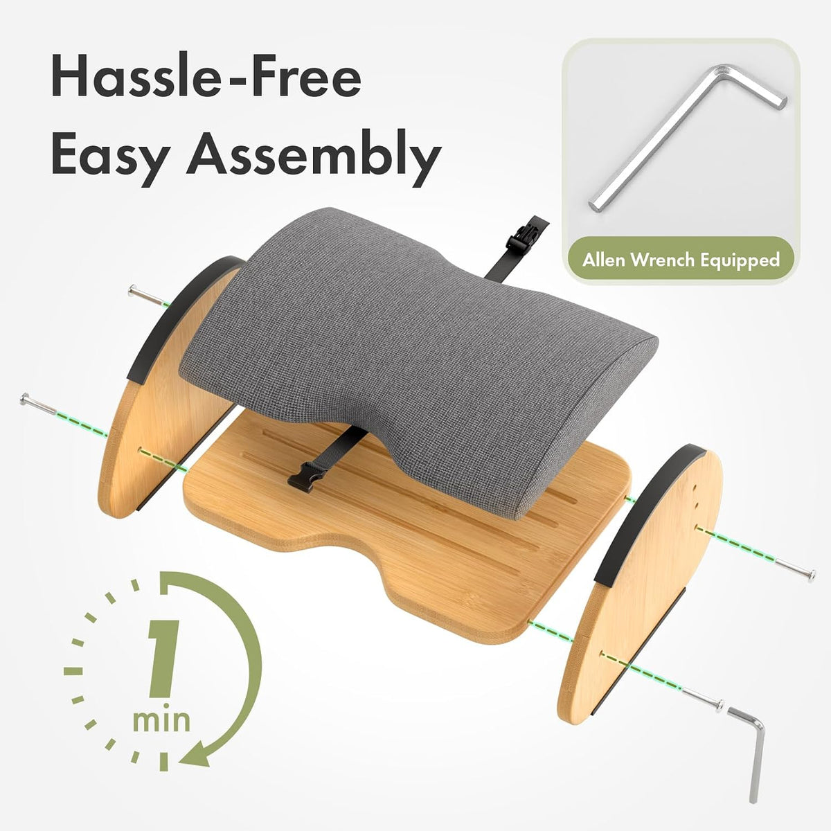 Amazer Bamboo Foot Rest for Under Desk at Work, 2-in-1 Reversible Rocking Footrest Adjustable Foot Stool, Ergonomic Footrest for Under Gaming Desk, Feet Support Leg Footstools for Home Office