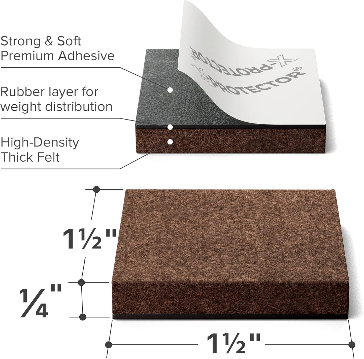 16 Heavy-Duty Felt Furniture Pads 2” 1/4” Thick X-Protector Round Felt Pads | Furniture Feet - The Best Felt Floor Protectors for Furniture to Prevent Scratches. Protect Your Hard Floor! (Beige)
