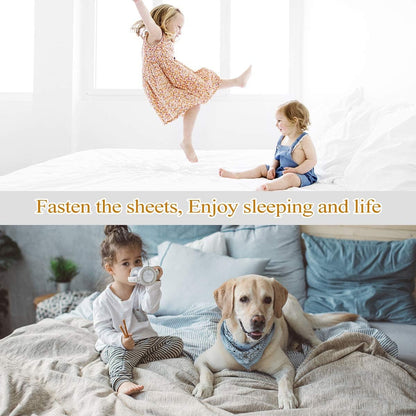 ZHOUBIN Sheet Suspenders Clips, Bed Sheet Straps Mattress Sheet Holders for Twin, Full, Queen, King - Keep Sheets in Place Corner Sheet Grippers Fasteners Sheet Stays